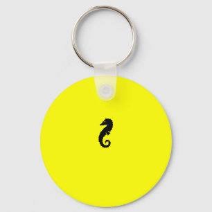 Porte-clés Hippocampe de Glow_Black-on-Yellow d'océan