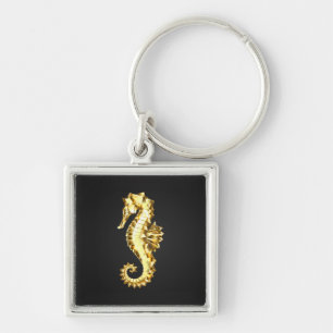 Porte-clés Hippocampe Polygonal Or