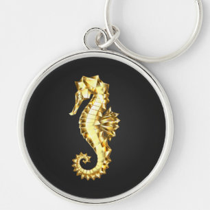 Porte-clés Hippocampe Polygonal Or