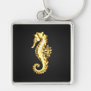 Porte-clés Hippocampe Polygonal Or