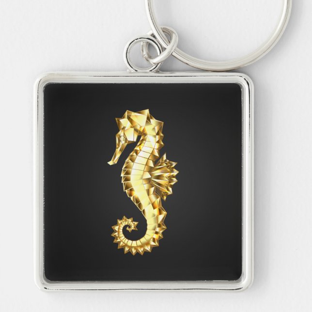 Porte-clés Hippocampe Polygonal Or (Devant)