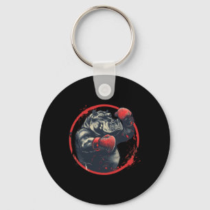 Porte-clés Hippopotame boxeur avec gants de boxe Kickboxing D