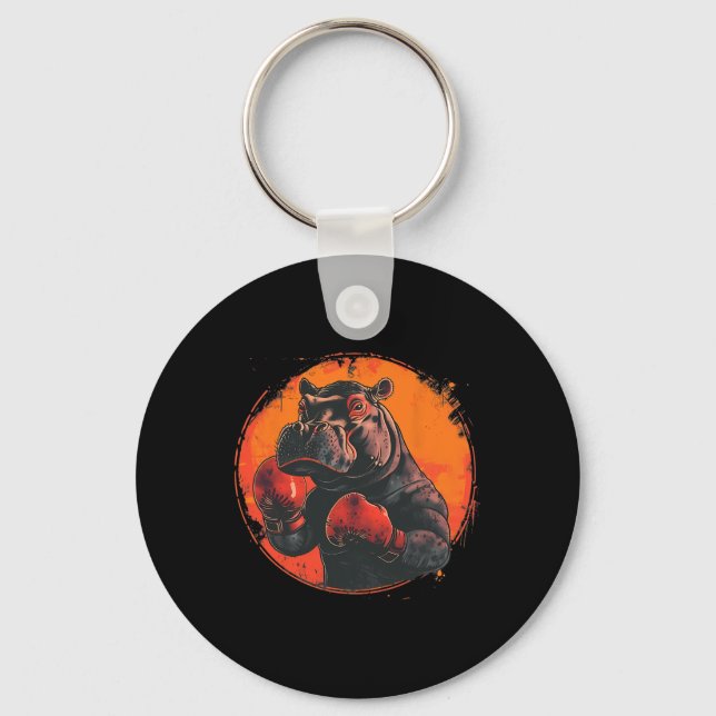 Porte-clés Hippopotame boxeur avec gants de boxe kickboxing d (Recto)