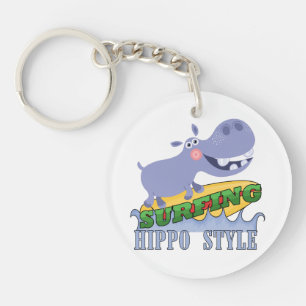 Porte-clés Hippopotame de surfer