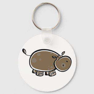 Porte-clés Hippopotame heureux de bande dessinée