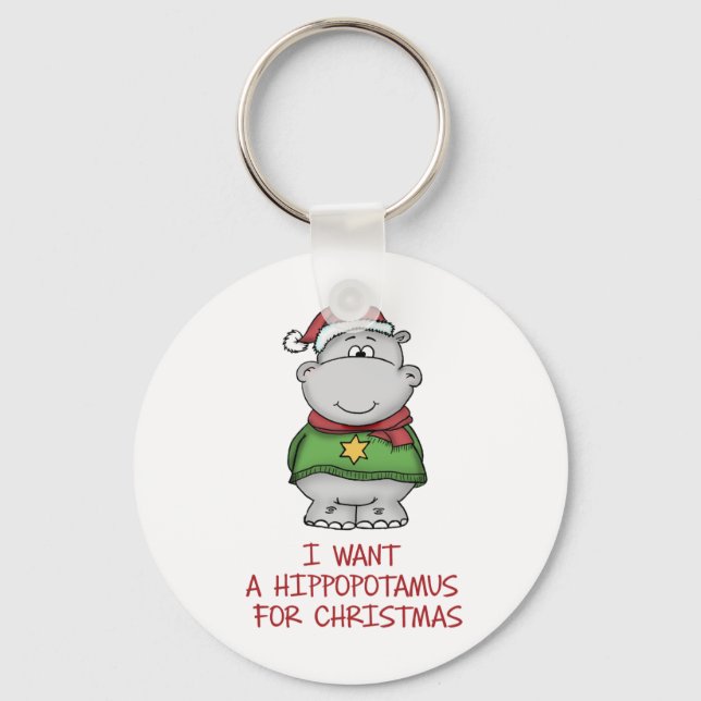 Porte-clés Hippopotamus for Christmas - Cute Hippo Design (Recto)