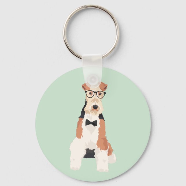Porte-clés Hipster Cool Fox Terrier Wire Dog for Dog Lovers (Recto)