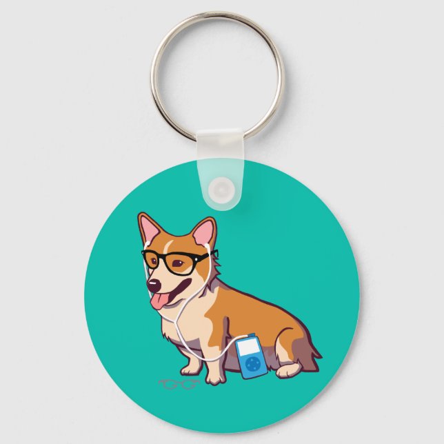 Porte-clés Hipster Corgi Porte - clé (Recto)