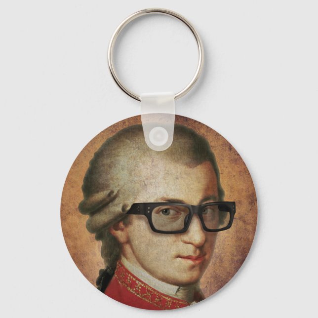 Porte-clés Hipster Mozart musique classique (Recto)