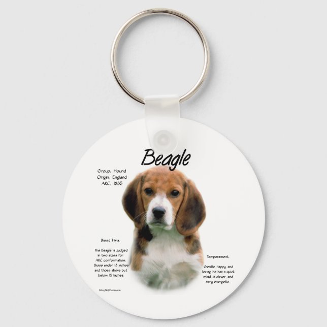 Porte-clés Histoire du beagle ; Tout sur les Beagles (Recto)