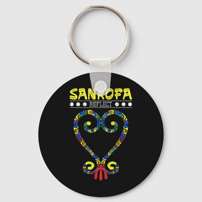Porte-clés Histoire noire Sankofa Coeur Reflet les oiseaux af (Recto)