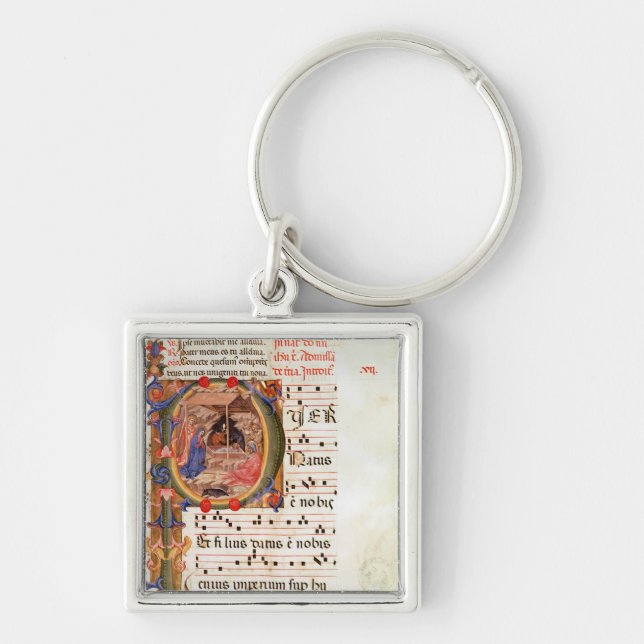 Porte-clés Historiated parafent "P" dépeignant la nativité (Devant)