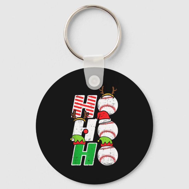 Porte-clés Ho Ho Baseball Elf Candy Cane Funny Christmas Srt  (Recto)