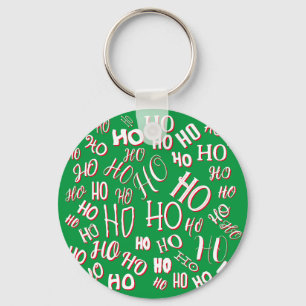 Porte-clés HO HO HO motif de texte de Noël blanc vert rouge