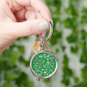 Porte-clés HO HO HO motif de texte de Noël blanc vert rouge