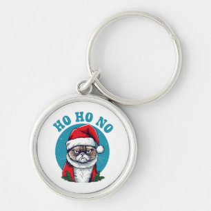 Porte-clés Ho ho non - drôle de chat grumpy santa