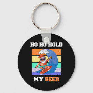 Porte-clés Ho Ho Tenez Santa surfeur de bière Fête de Noël