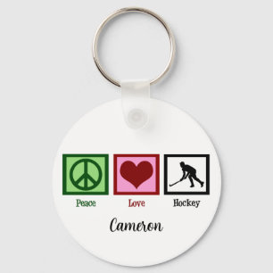 Porte-clés Hockey de champ d'amour de paix