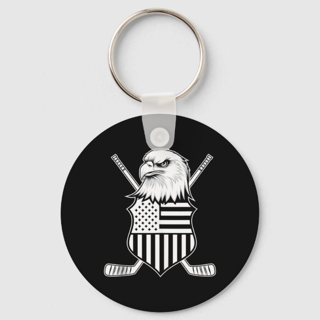 Porte-clés Hockey drapeau américain (Recto)