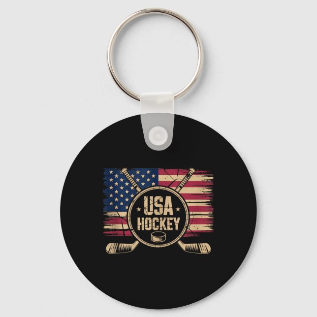 Porte-clés Hockey Drapeau Américain (Recto)