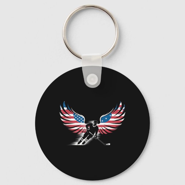 Porte-clés Hockey Drapeau Américain (Recto)