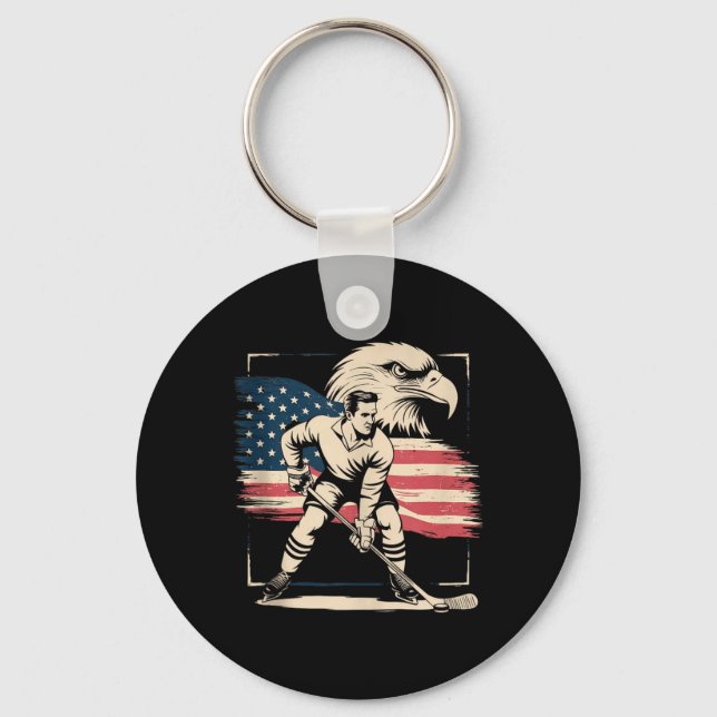 Porte-clés Hockey drapeau américain (Recto)