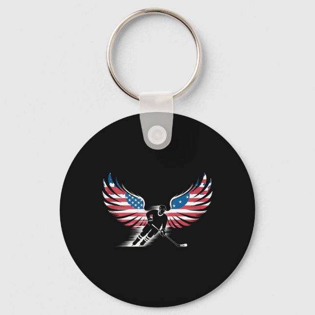 Porte-clés Hockey Drapeau Américain (Recto)