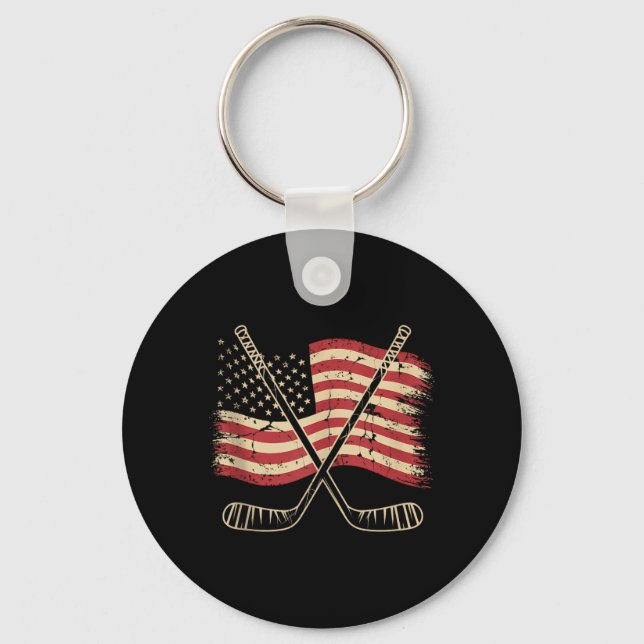 Porte-clés Hockey Drapeau Américain (Recto)