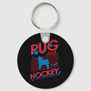 Porte-clés Hockey et Carlin Chien Carlin et amateurs de hocke