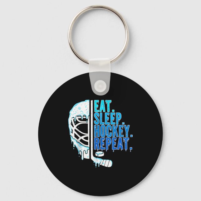 Porte-clés Hockey Ice Cream Drip Eat Sleep Hockey Repeat Boys (Recto)