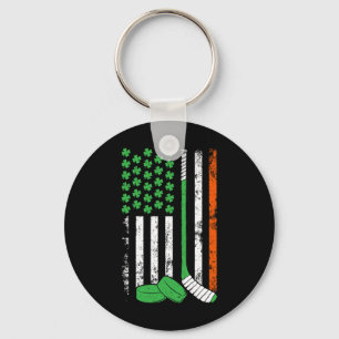 Porte-clés Hockey Saint-Patrick Drapeau Américain Trèfle Iris