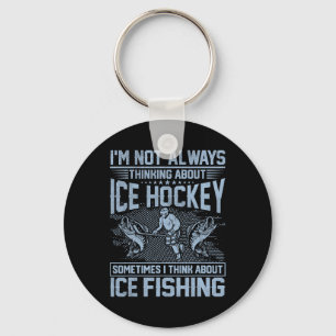 Porte-clés Hockey sur glace et pêche sur glace Humour de pêch