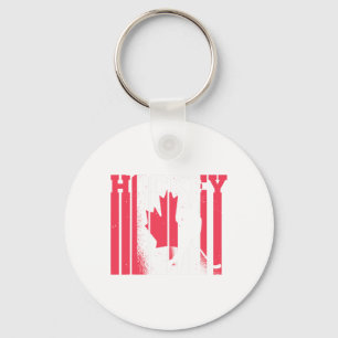 Porte-clés Hockey sur glace Joueur canadien Drapeau du Canada