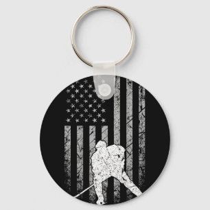 Porte-clés Hockey sur glace joueur de hockey drapeau américai