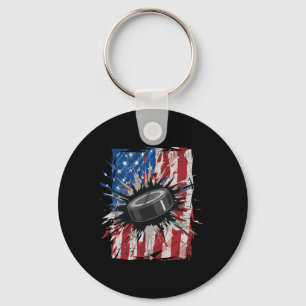 Porte-clés Hockey sur glace patriotique 4 juillet hommes État
