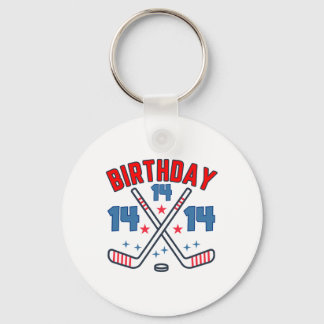 Porte-clés Hockey sur glace Quatorze Anniversaire Garçon 14e