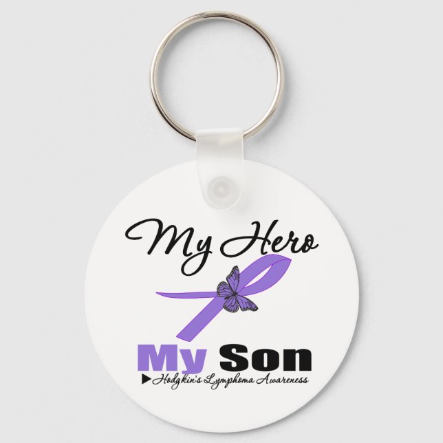 Porte-clés Hodgkins Lymphoma Ribbon Mon HERO Mon fils (Recto)