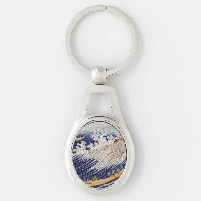 Porte-clés Hokusai Ocean Waves Sea Boats (Devant)