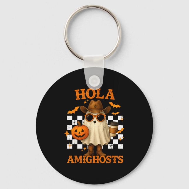 Porte-clés Hola Amighosts Funny Spanish Halloween Cowboy Ghos (Recto)