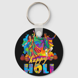 Porte-clés Holi joyeuse fête colorée danse célébrationHeur