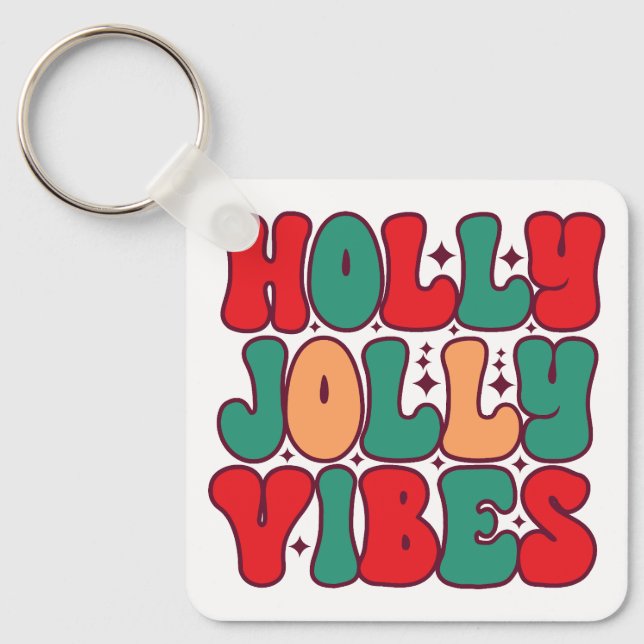 Porte-clés Holly Jolly Vibes Retro Vacances de Noël Super (Recto)