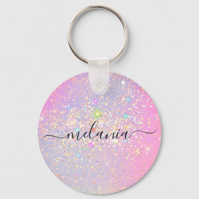 Porte-clés Holographic Glam Glitter Elegant Sparkle Rose Gold (Recto)