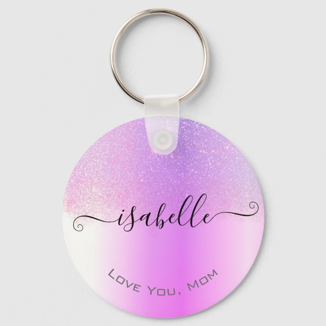 Porte-clés Holographique rose violet ombre pluie Parties scin (Recto)