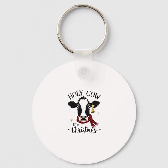 Porte-clés Holy Cow It's Christmas Funny Cow Lover Farm Anima (Recto)