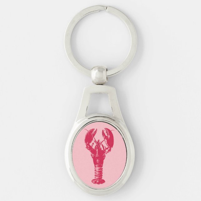 Porte-clés Homard Fuchsia sur rose clair (Devant)