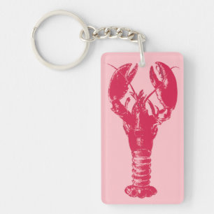 Porte-clés Homard Fuchsia sur rose clair
