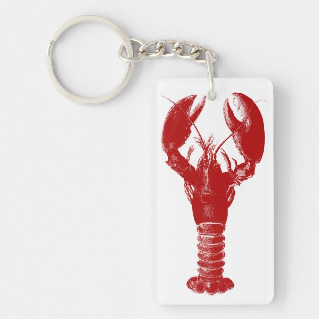 Porte-clés Homard rouge profond sur blanc (Devant)