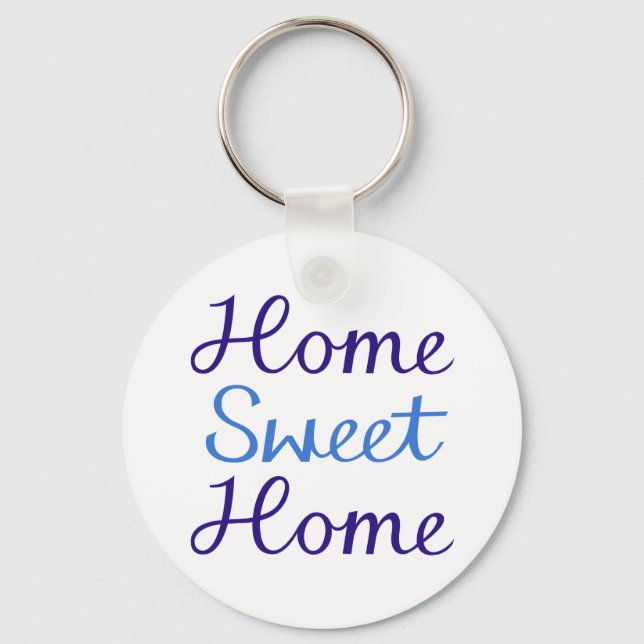 Porte-clés Home Sweet Home Script Design bleu & cyan (Recto)