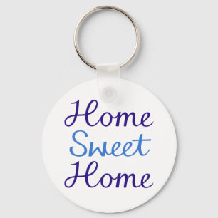 Porte-clés Home Sweet Home Script Design Blue & Cyan