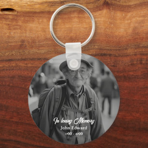 Porte-clés Hommage en souvenir affectueux Photo noir et blanc